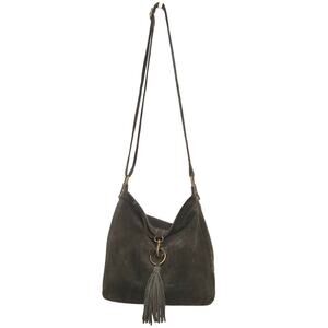 Lisa Leonard Leather Fringe "My Soul is Strong and Brave" Hobo Crossbody Bag